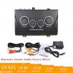 Karaoke Sound Audio Stereo Mixer Dual Microphone Inputs With RCA Cable Adapter for TV PC Smartphone Amplifier Portable