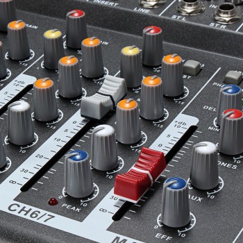 LEORY Karaoke Mixer Professional 7 Channel  Studio Audio Mixing Console Amplifier Digital Microphone Sound Mixer Sound Card