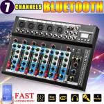 7 Channel USB Digital Karaoke Mixer Bluetooth Live Studio Audio Mixing Console Microphone Sound Card for DJ Wedding Party KTV
