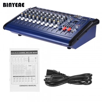 500W Professional Powered Sound Mixer for Studio Recording, Mixing Music on Stage Performance 10 Channels PMX1002