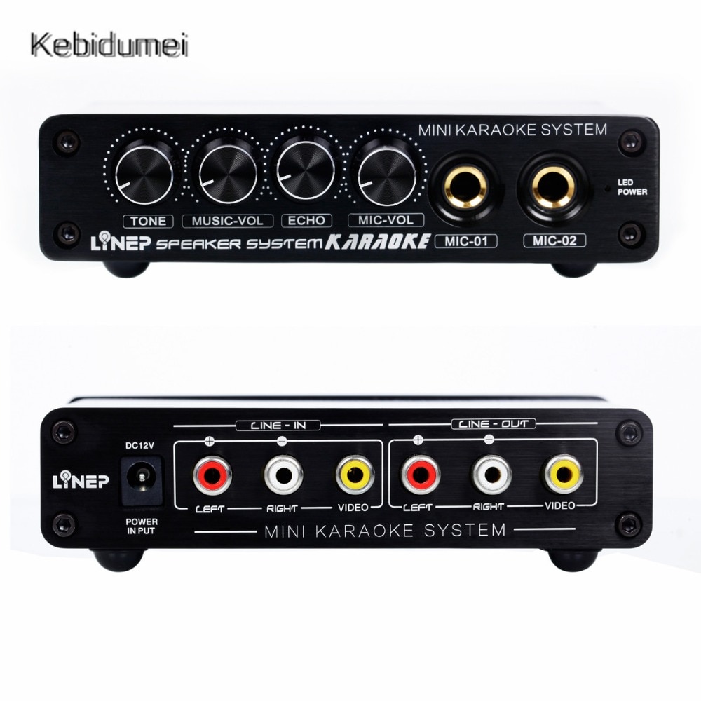 kebidumei Hot A933 Karaoke Machine System Sound Mixer Amplifier 12V W/ RCA In and Out Cable For PC Cellphone TV DJ Mini