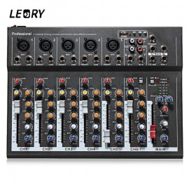 LEORY Professional 7 Channel Karaoke Audio Mixer Microphone Sound Mixing Console Amplifier With USB 48V Phantom Power