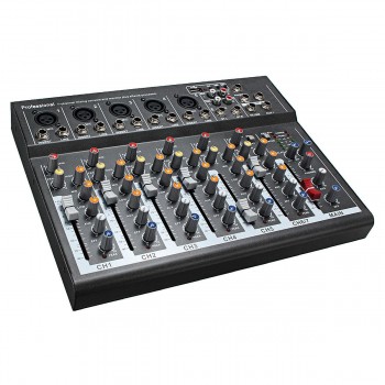 LEORY Professional 7 Channel Karaoke Audio Mixer Microphone Sound Mixing Console Amplifier With USB 48V Phantom Power