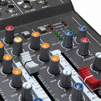 LEORY Professional 7 Channel Karaoke Audio Mixer Microphone Sound Mixing Console Amplifier With USB 48V Phantom Power