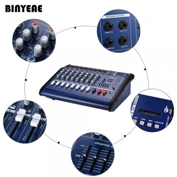 NFS2RU  500W RMS PMX802 Professional Powered Audio DJ Mixer 8 Channel Mezcladora De DJ Mikser Mischer With USB and LED