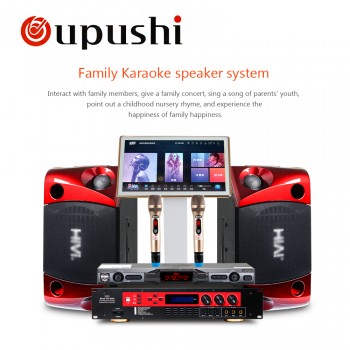 oupushi ok-3  Home KTV Mini Karaoke  Mixer System Digital Sound Audio Mixer Singing Machine 2 Wireless Microphone speaker