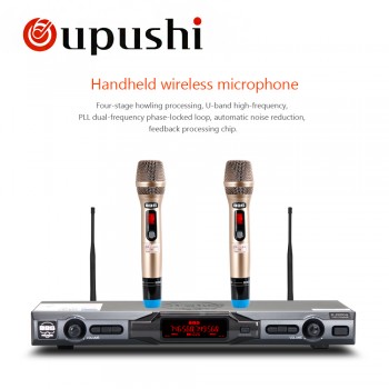 oupushi ok-3  Home KTV Mini Karaoke  Mixer System Digital Sound Audio Mixer Singing Machine 2 Wireless Microphone speaker