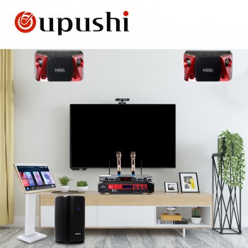 oupushi ok-3  Home KTV Mini Karaoke  Mixer System Digital Sound Audio Mixer Singing Machine 2 Wireless Microphone speaker