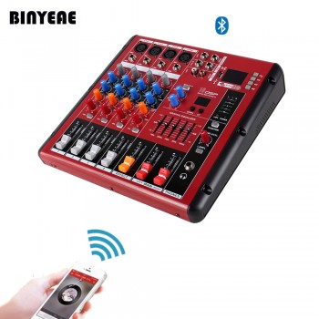 4 Channel Mini Table de Mixage, Mixer with USB Bluetooth Control, XLR/6.3 MM Plug-in for DJ Sound SMR401