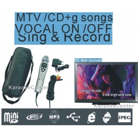 Thai English MTV  Karaoke Machine Magic Karaoke Microphone System, Portable Sing Machine. One step add more song.