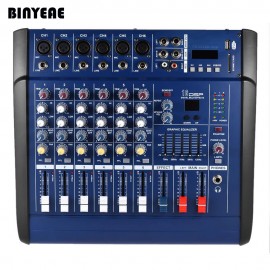 MLLSE PMX602 Professional Home Karaoke System 6 Channel Power Audio DJ Mixer 500W Amplifier for Solo Stage Live Studio