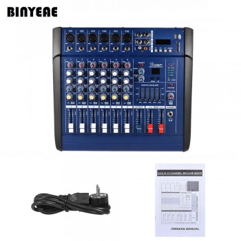 MLLSE PMX602 Professional Home Karaoke System 6 Channel Power Audio DJ Mixer 500W Amplifier for Solo Stage Live Studio