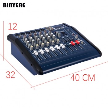 MLLSE PMX602 Professional Home Karaoke System 6 Channel Power Audio DJ Mixer 500W Amplifier for Solo Stage Live Studio