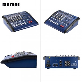 MLLSE PMX602 Professional Home Karaoke System 6 Channel Power Audio DJ Mixer 500W Amplifier for Solo Stage Live Studio