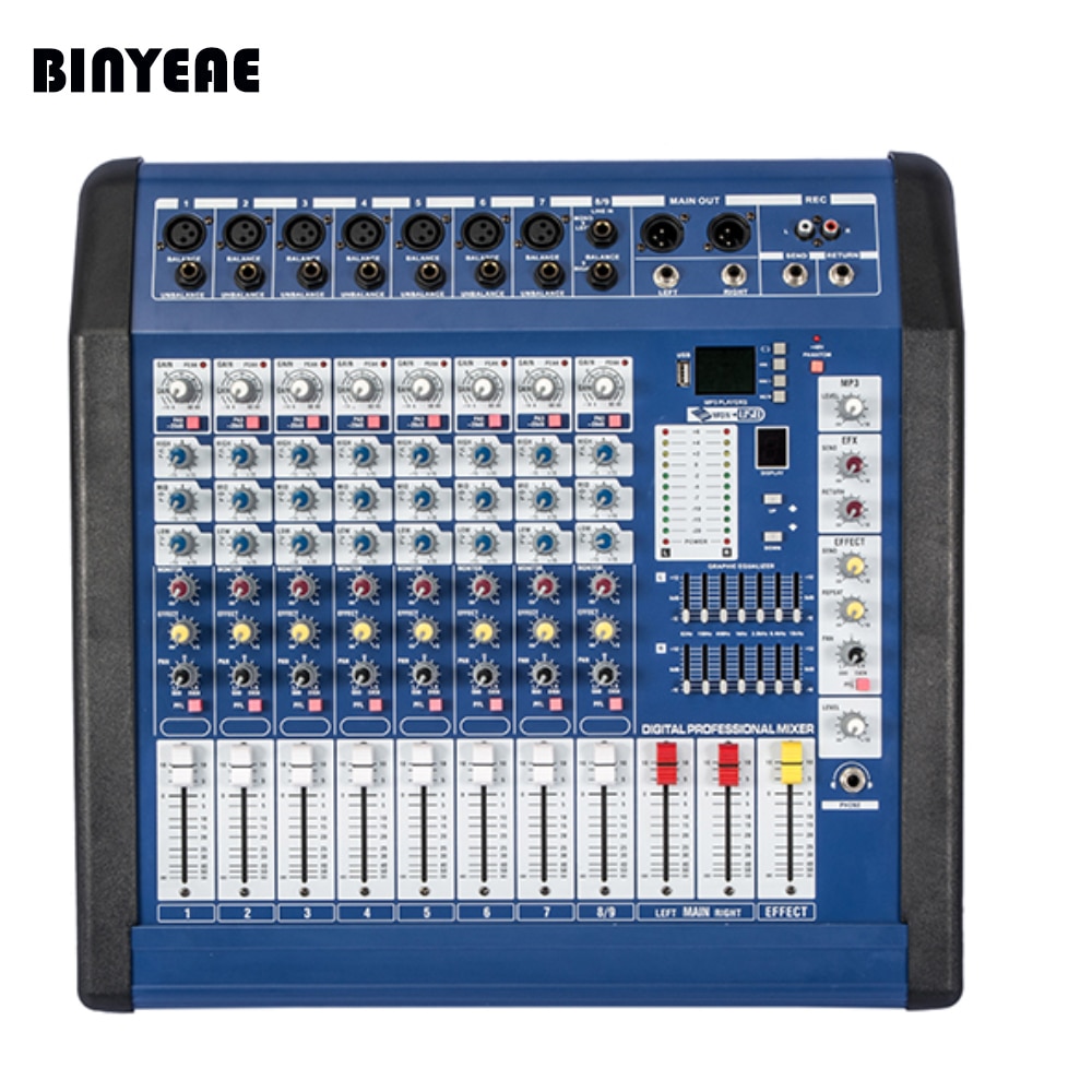 9 Channel Karaoke DJ Mixer Sound Musical 700W Powered Audio Mixer Console MPQ900 PC TV Amplifie System Profesional