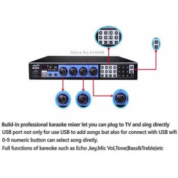 Karaoke System with songs +Touch Screen+Mixer Karaoke Amplifier+2 MICROPHONES 3TB HDD