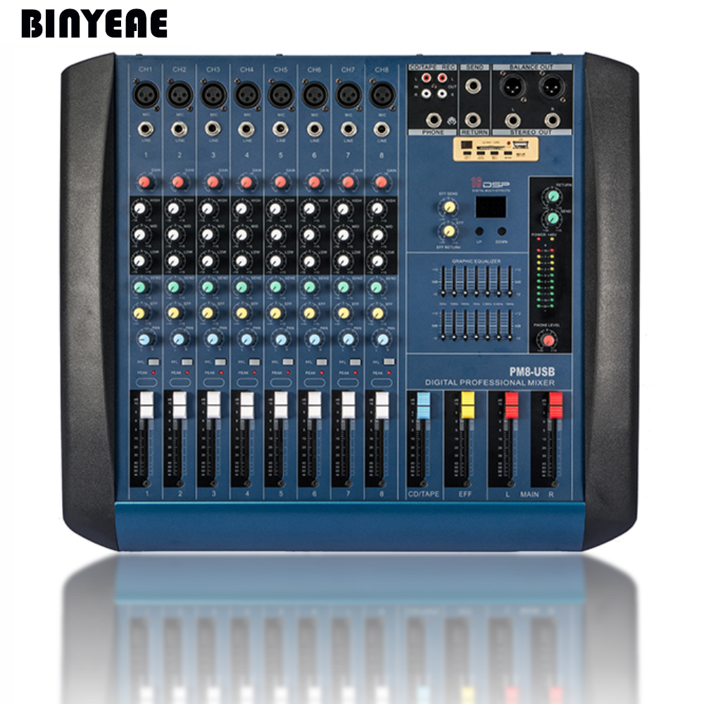 8 Channel DJ Mixer PM8 Power Audio Amplifier Mezcladora De DJ 700 W RMS