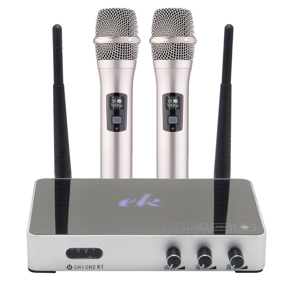 K5 Wireless 4.0 PC Home KTV Mini Karaoke Echo System Singing Machine Box Karaoke Player + 2 Wireless UHF Microphone