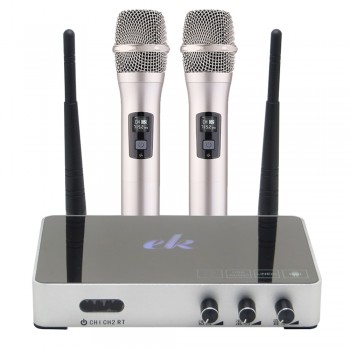 K5 Wireless 4.0 PC Home KTV Mini Karaoke Echo System Singing Machine Box Karaoke Player + 2 Wireless UHF Microphone