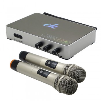 K5 Wireless 4.0 PC Home KTV Mini Karaoke Echo System Singing Machine Box Karaoke Player + 2 Wireless UHF Microphone