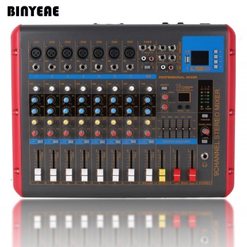 9 Channel Powered DJ Mixeur Perfect for Karaoke Mixing,Studio Soundboard with 500W Amplifier Built-in PMR906