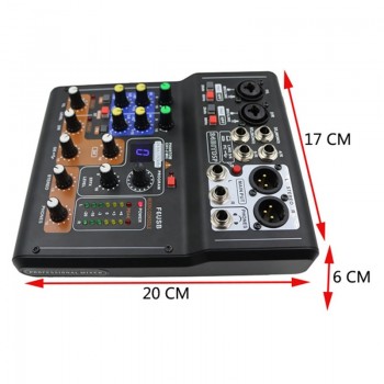Professional 6 Channel Live Studio Audio Mixer DJ Mixing Phantom Console Mini USB Amplifier Digital Microphone Sound Mixer Sou