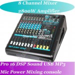 Top 2800W Amplifier Mixer 8 Channel Karaoke Microphone Mixing Console USB MP3 16 DSP Top Quality