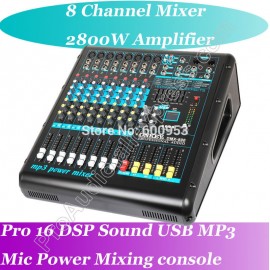 Top 2800W Amplifier Mixer 8 Channel Karaoke Microphone Mixing Console USB MP3 16 DSP Top Quality