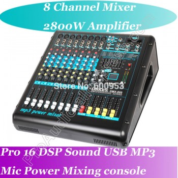 Top 2800W Amplifier Mixer 8 Channel Karaoke Microphone Mixing Console USB MP3 16 DSP Top Quality