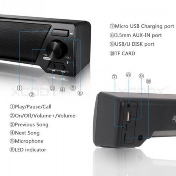 Multi-function soundbar to 3.5mm audio Stereo 2.0 Single sound bar Speaker System with MIC for TV computer phone Home karaoke