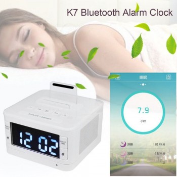 k7 Bluetooth Speaker Digital LCD Clock Stereo HIFI Music Player Sleep AUX Alarm Clock Radio Support Handsfree Calls EU Plug