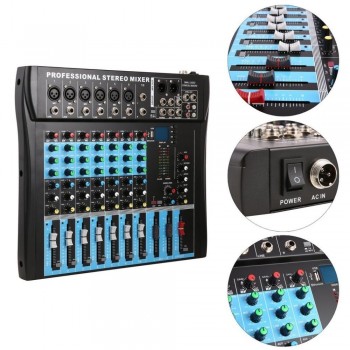 CT8 8 Channel Professional Stereo Mixer Live USB Studio Audio Sound Console Network Anchor Device Vocal Effect Processor