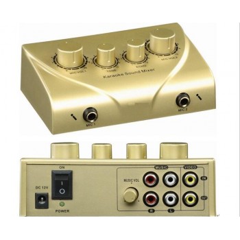 Karaoke Sound Mixer with 2 Mic inputs Cable Microphone Control Amplifier Echo Mixer