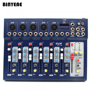 New F7-USB LED 7 Channel Mixing Console Equipment Professional Audio DJ Mixer