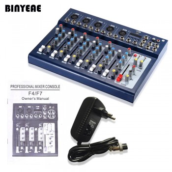 New F7-USB LED 7 Channel Mixing Console Equipment Professional Audio DJ Mixer