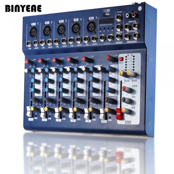 New F7-USB LED 7 Channel Mixing Console Equipment Professional Audio DJ Mixer