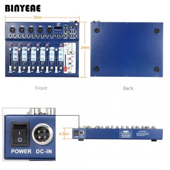New F7-USB LED 7 Channel Mixing Console Equipment Professional Audio DJ Mixer