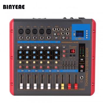 7 Channel Audio Amplifier DJ Mixer Powered Amp Mezcladora De DJ PMR706D For Recording Microphone
