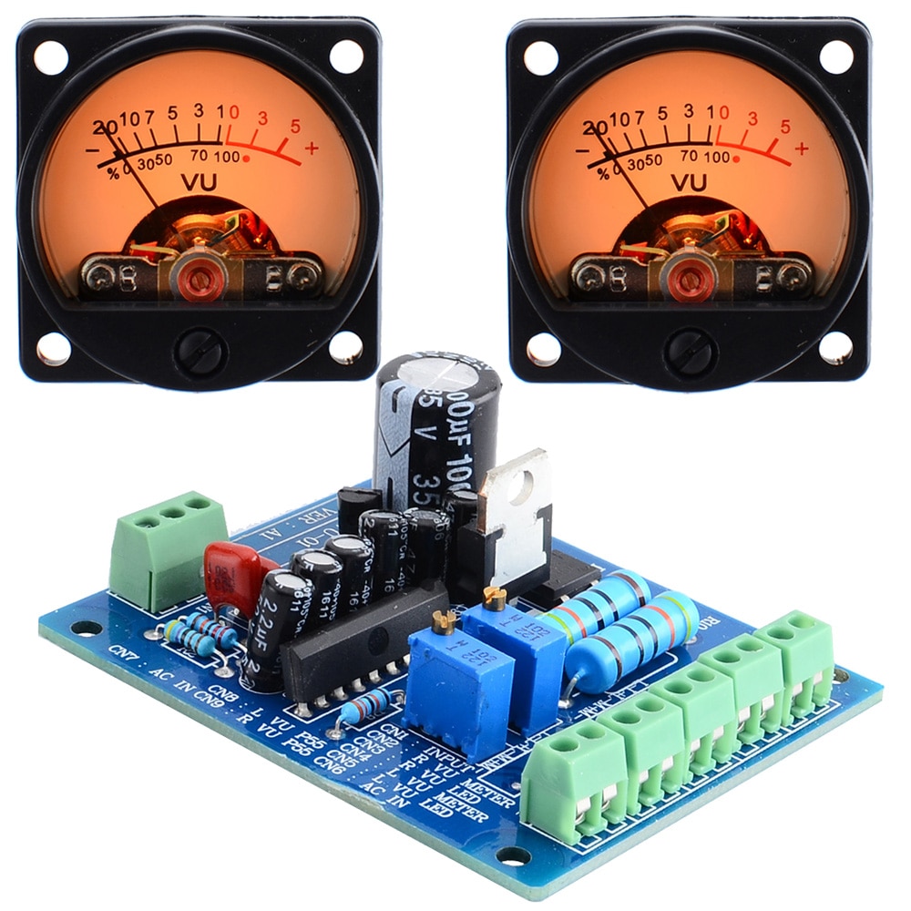 New 2pcs 9V Analog VU Meter 500UA with Warm Back Light Recording Level Meter+Durable Driver Module Board 10000598