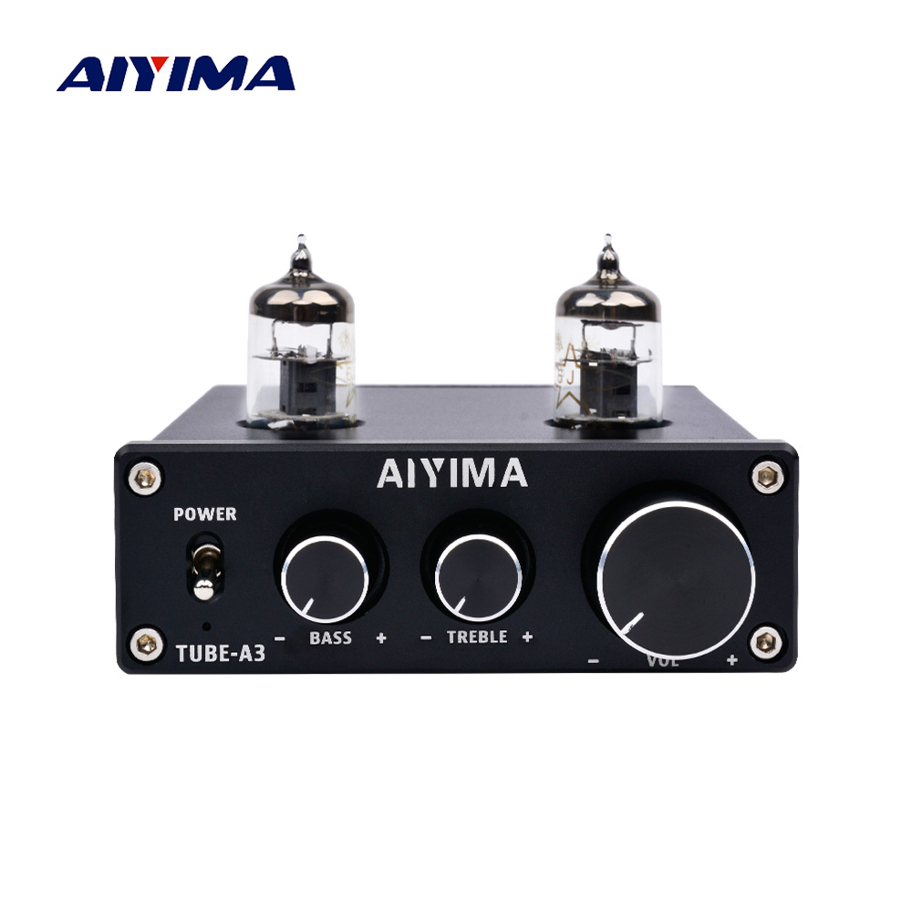 AIYIMA 6J1 Tube Amplifier Bile Preamplifier HIFI Preamp Treble Bass Adjustment Audio Preamplifier DC12V For Amplifier Speaker