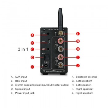 SMSL AD18 Digital Audio Amplifier Bluetooth 4.2 USB DAC Amplifier Audio DAC Hifi Power Amplifier 2.1 Stereo Professional 80W Amp