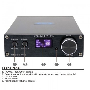 FX audio D802C PRO 80W*2 Wireless Bluetooth Version Input USB/AUX/Optical/Coaxial Pure Digital Audio Amplifier 24Bit/192KHz