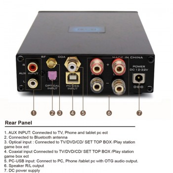 FX audio D802C PRO 80W*2 Wireless Bluetooth Version Input USB/AUX/Optical/Coaxial Pure Digital Audio Amplifier 24Bit/192KHz