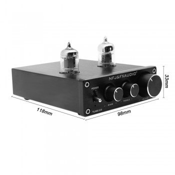 FX-Audio TUBE-03 MINI Bile Preamp Tube Amplifier Buffer HIFI Audio Preamplifier Treble Bass Adjustment Pre-amps With DC12V Power