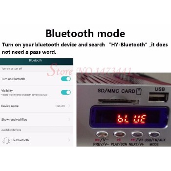 KENTIGER HY-502S 40W Mini Bluetooth Amplifier  Remote Control USB/SD Card Player FM Radio Power Adapter And AUX Cable Optional