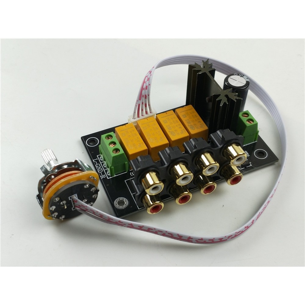 Mshow hifi audio 4 pairs RCA input  Source Selector For Audio Preamp Power Amplifier DIY Kit /assembled board 4 ways in 1 output