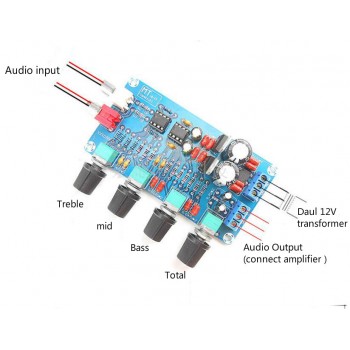 Amplifier NE5532 Preamp Preamplifier Kits Volume tone control Board Treble Midrange Bass EQ DIY Dual AC 12V - 18V