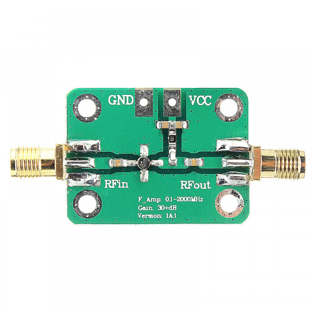 0.1-2000MHz RF wideband amplifier gain 30dB low-noise amplifier LNA Board Modules 25X52mm Colorfu Green + Gold New Arrival
