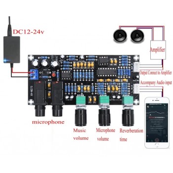 XH-M273 PT2399 Digital Microphone Amplifier Board Reverberation Karaoke OK Reverb Amplifier NE5532 Pre amplifier Tone Board