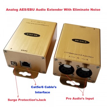 Cat5 Balanced Audio Extender XLR Audio Balun AES Analog Audio Over Cat5